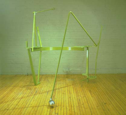 Bebop 80 X 79 X 77 inches Polychrome and Chromed Steel Copyright,  A Fauteux 2002, all rights reserved Andre Fauteux, Sable-Castelli Gallery Exhibition, 2003, sculpture