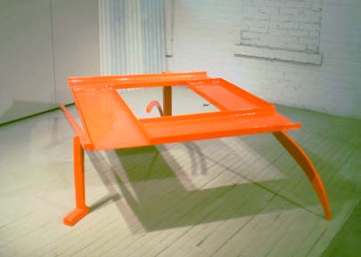 Flyover{view 2}, 24 X 88 X 60 inches Polychrome on Galvanized Steel Copyright,  A Fauteux 2002, all rights reserved  Andre Fauteux, Sable-Castelli Gallery Exhibition, 2003, sculpture