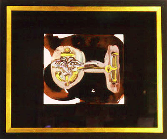 framed:'Faberge cuff link - Romanoff eagle, painting by Carol Sutton, 1997