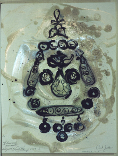 Carol Sutton painting, A diamond pendant designed by Carl Faberge, 1997