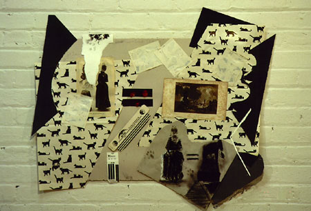 Collage, 'Black Dress=Babel Destruction', by Carol Sutton, 1989, 