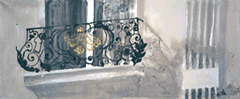 single.curv.bal.jpg  , Single Curved Balcony , painting by Carol Sutton 1989  , 