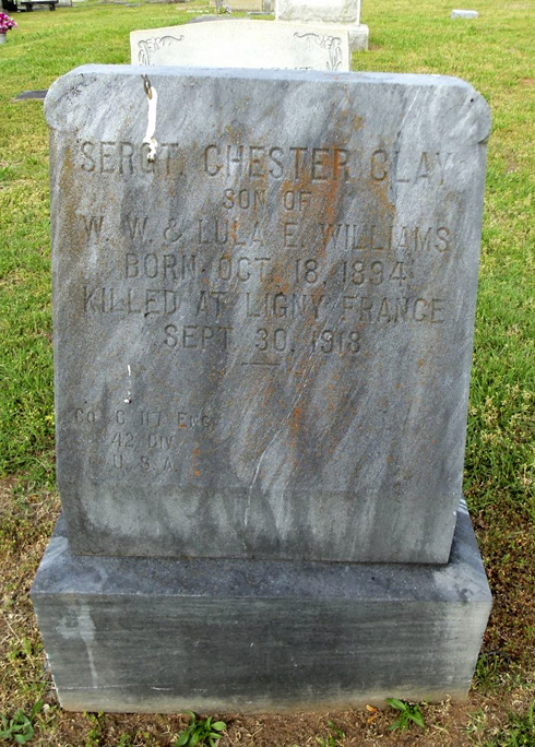 Sgt. Chester Clay WIlliams, WWI-Co C 117 ENG-42 DIV-USA-grave-by Lily